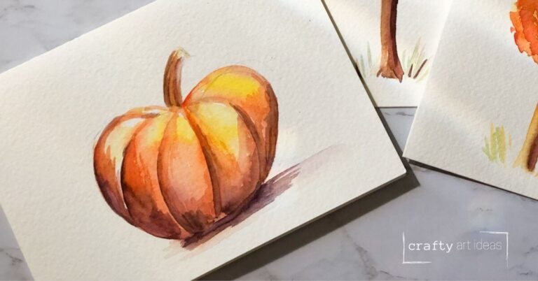 How To Paint A Watercolor Fall Pumpkin (Step-by-Step Tutorial & Video)
