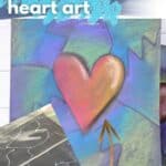 chalk pastel art project with text art for kids chalk pastel heart art.