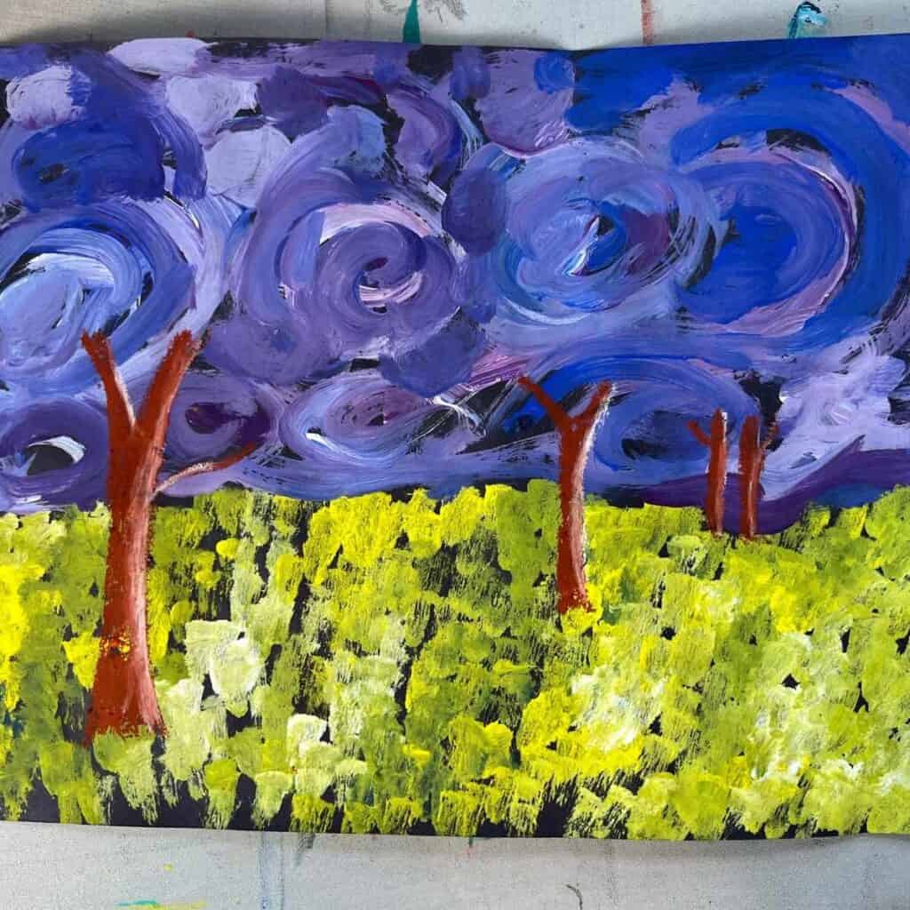 Easy Textured Landscape Painting Idea For Kids - Crafty Art Ideas