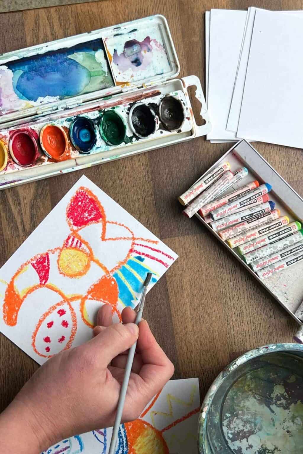 Oil Pastel Resist Technique: Easy Watercolor Art Idea - Crafty Art Ideas
