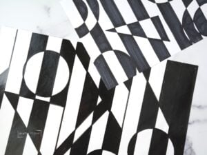 black and white op art drawings.