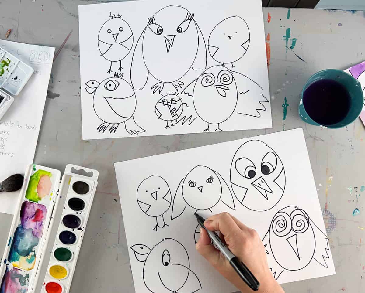 How To Draw Simple Cartoon Birds For Kids