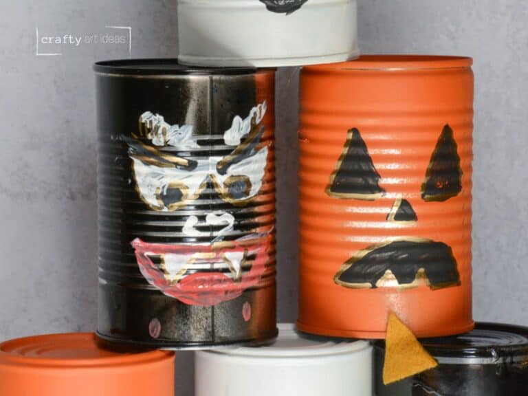 painted tin cans for Halloween.