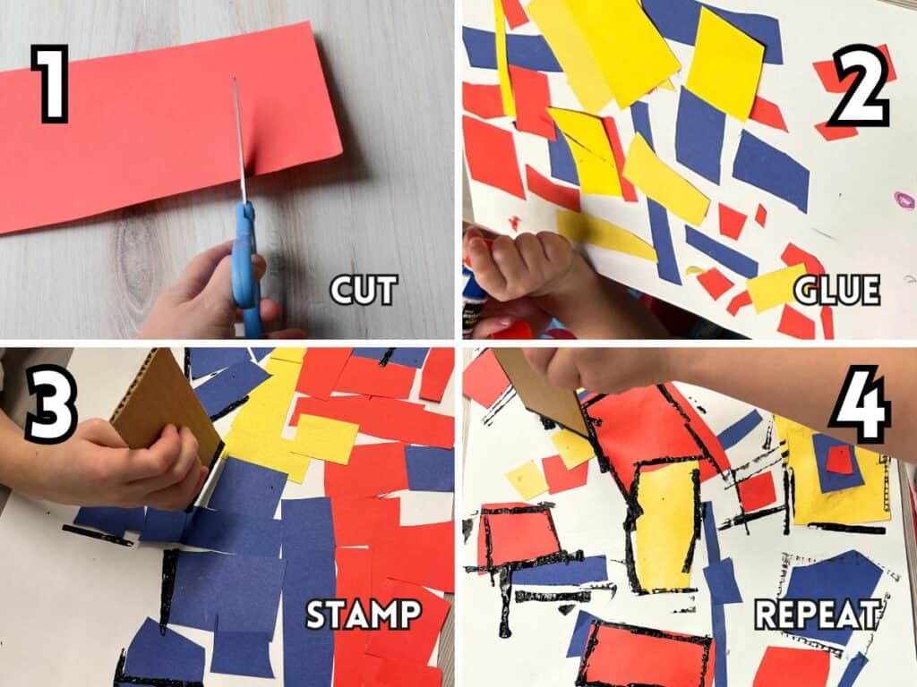 Primary Color Pattern Collage Primary Color Collages Inspired By Mondrian - Crafty Art Ideas