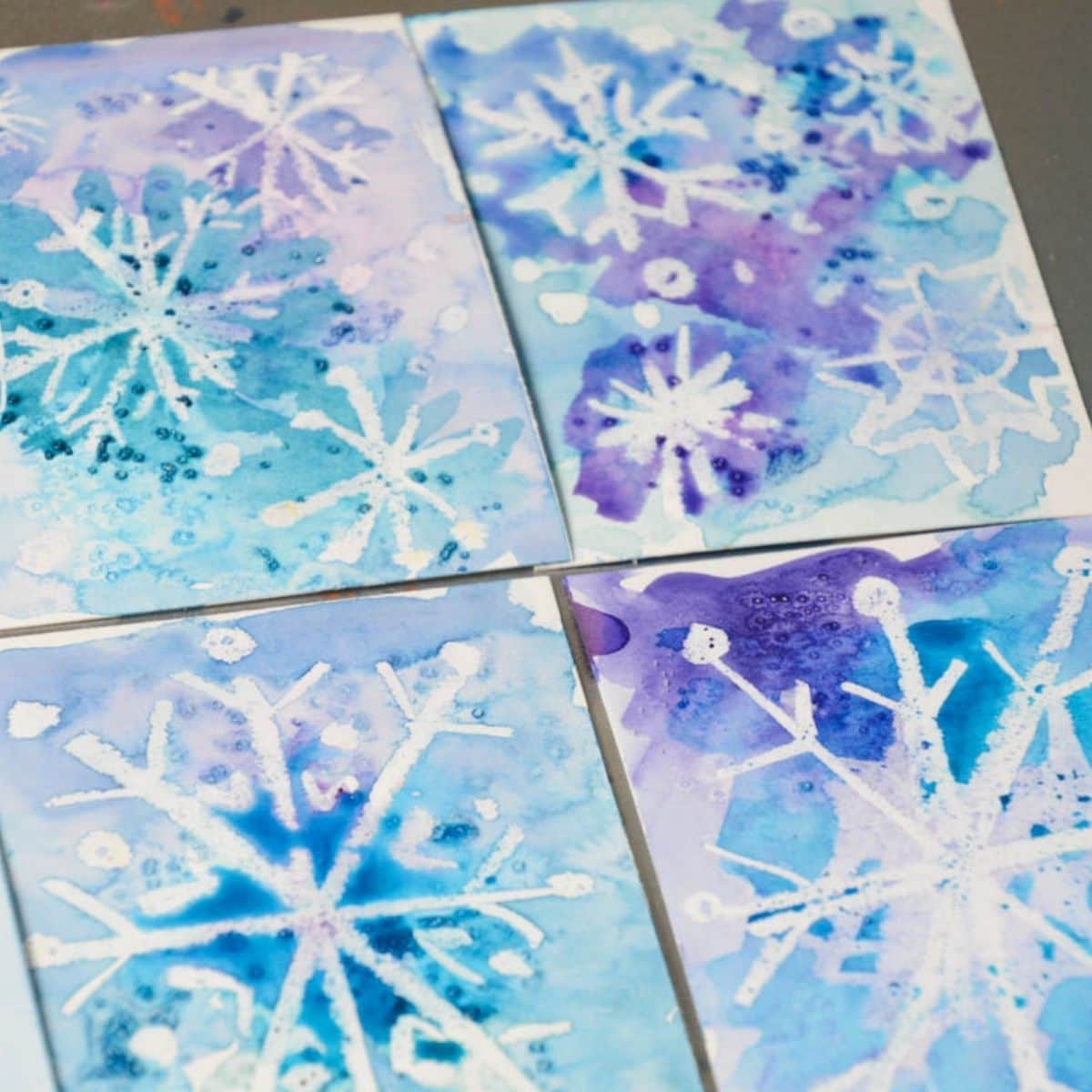snowflake watercolor paintings.