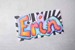 Erin name design drawing.