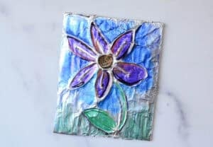 aluminum foil flower art project.