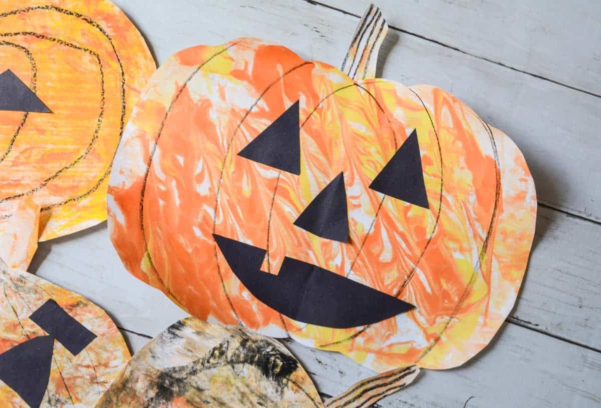 shaving cream pumpkin paper craft.