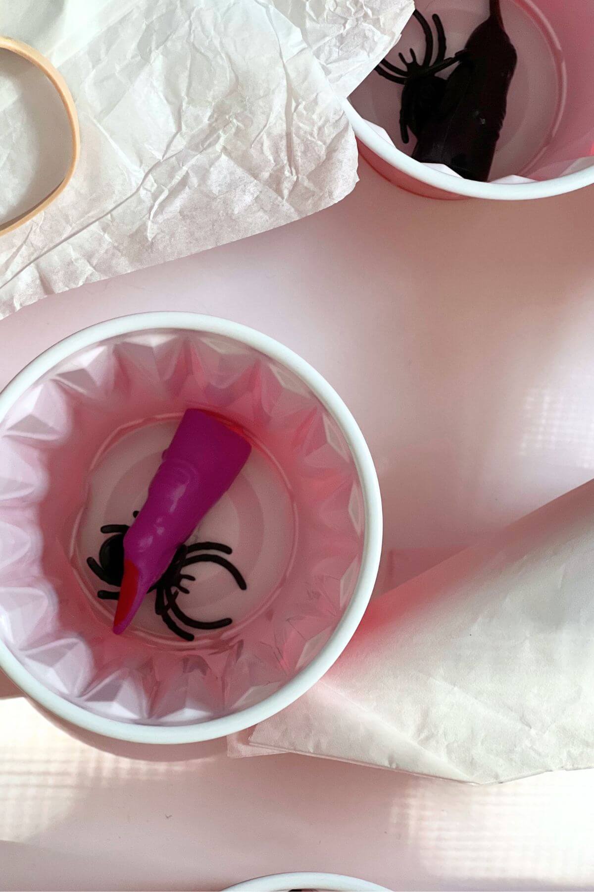 prizes in plastic cup.