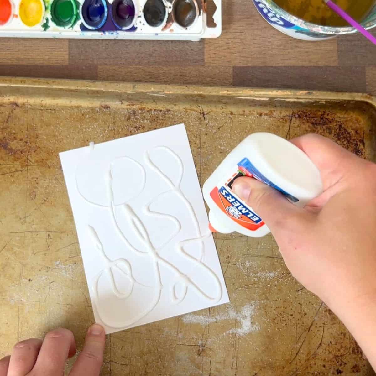 hand drawing design in glue.