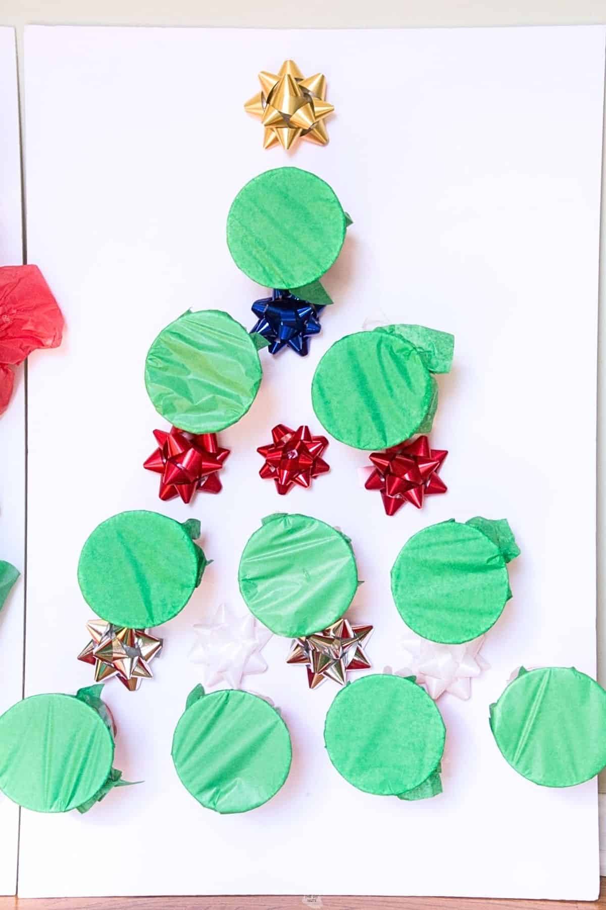 DIY Christmas tree punch a cup game board.