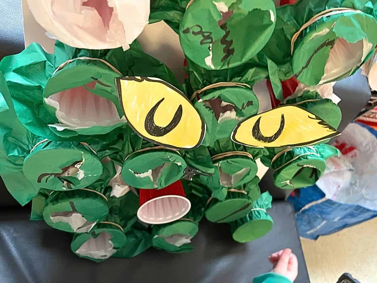 grinch board with punched out cups.