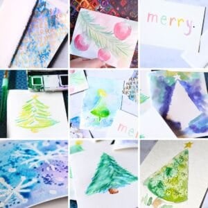 collage of watercolor Christmas cards.