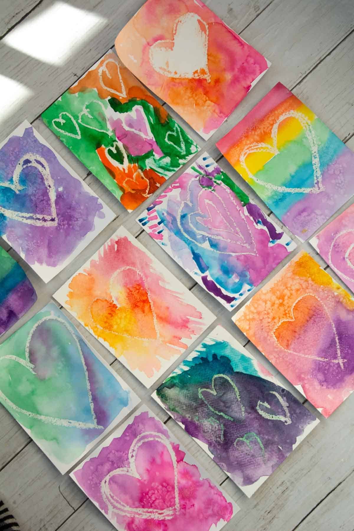 magic heart watercolor paintings for kids.