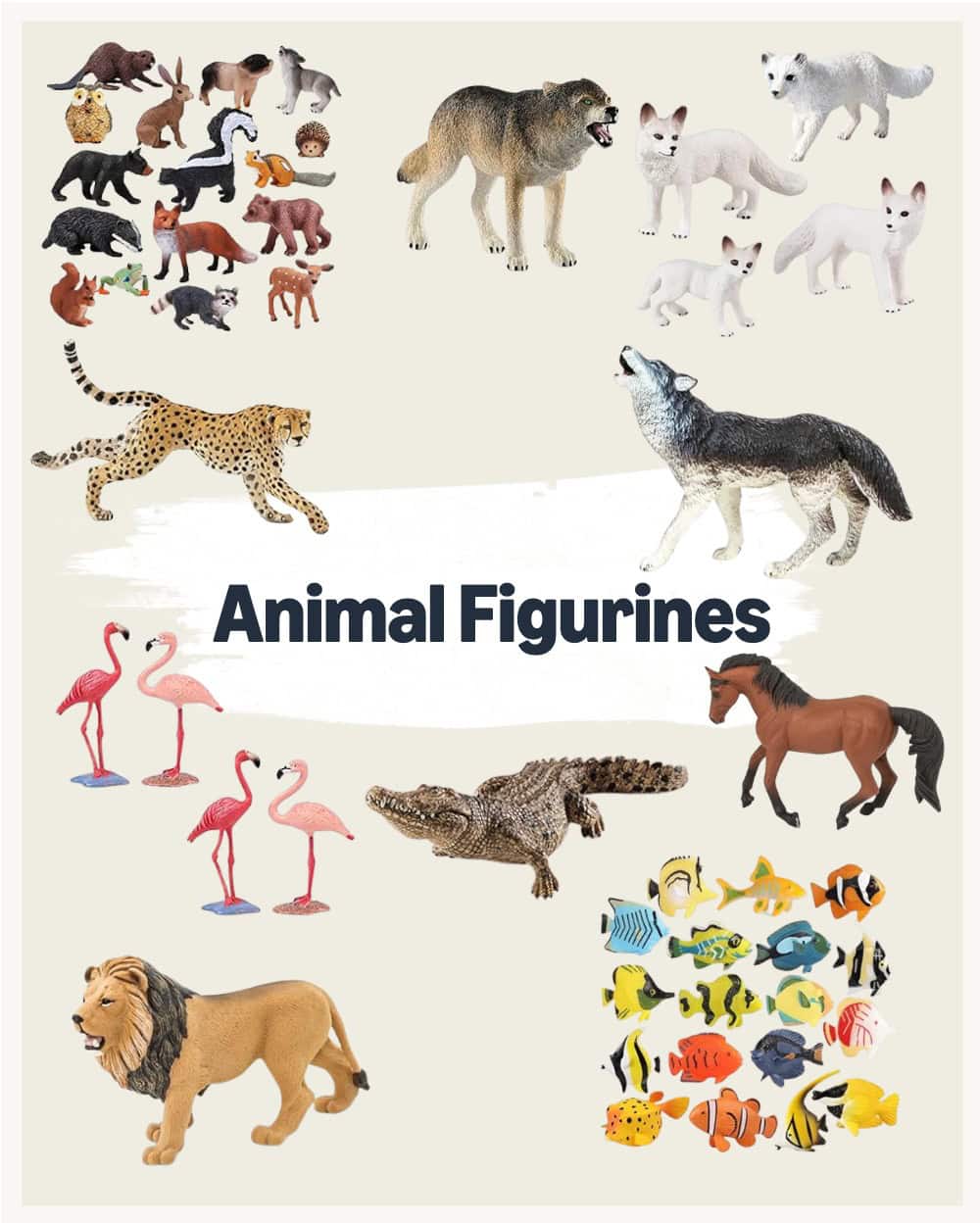 different images of animal figurines.