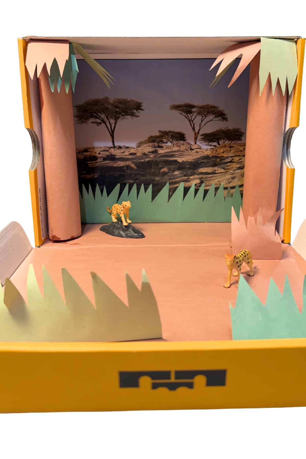 paper cheetah diorama example.