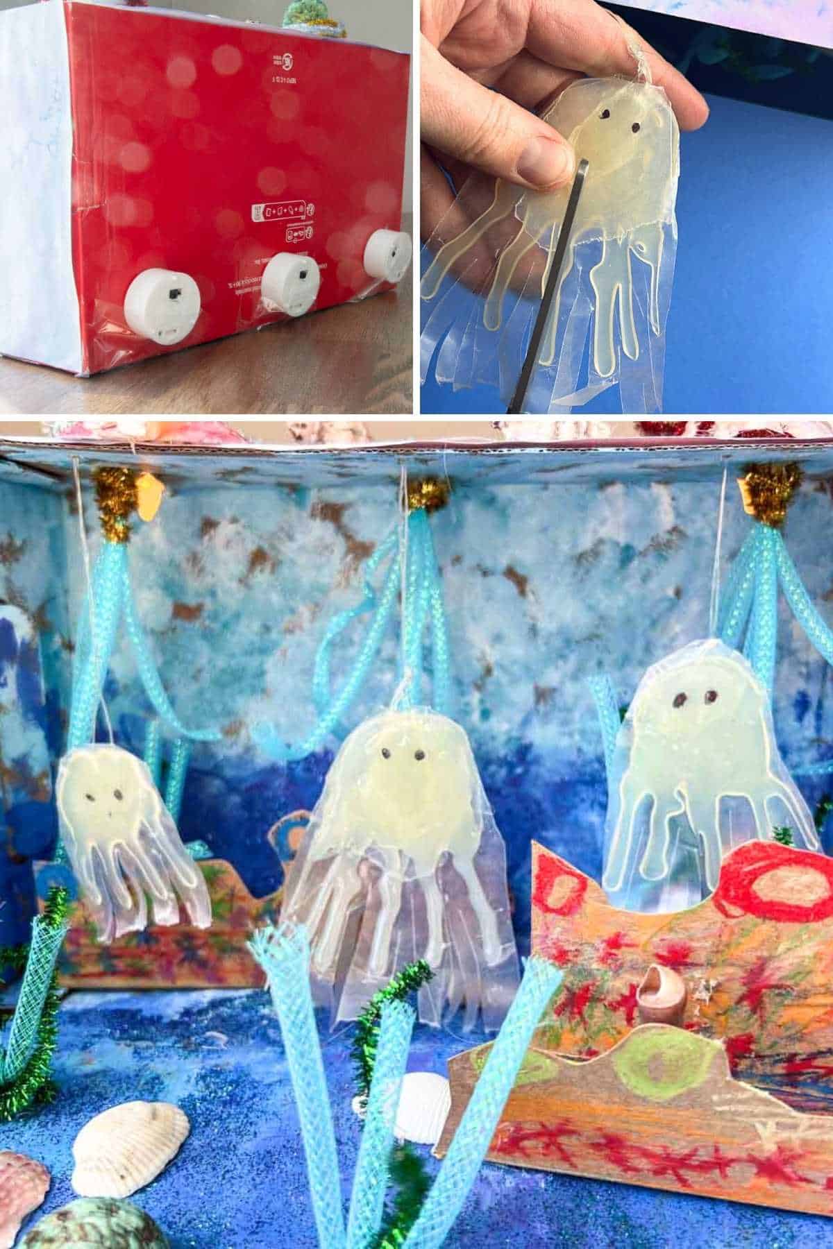 jellyfish and ocean habitat shoebox school project.