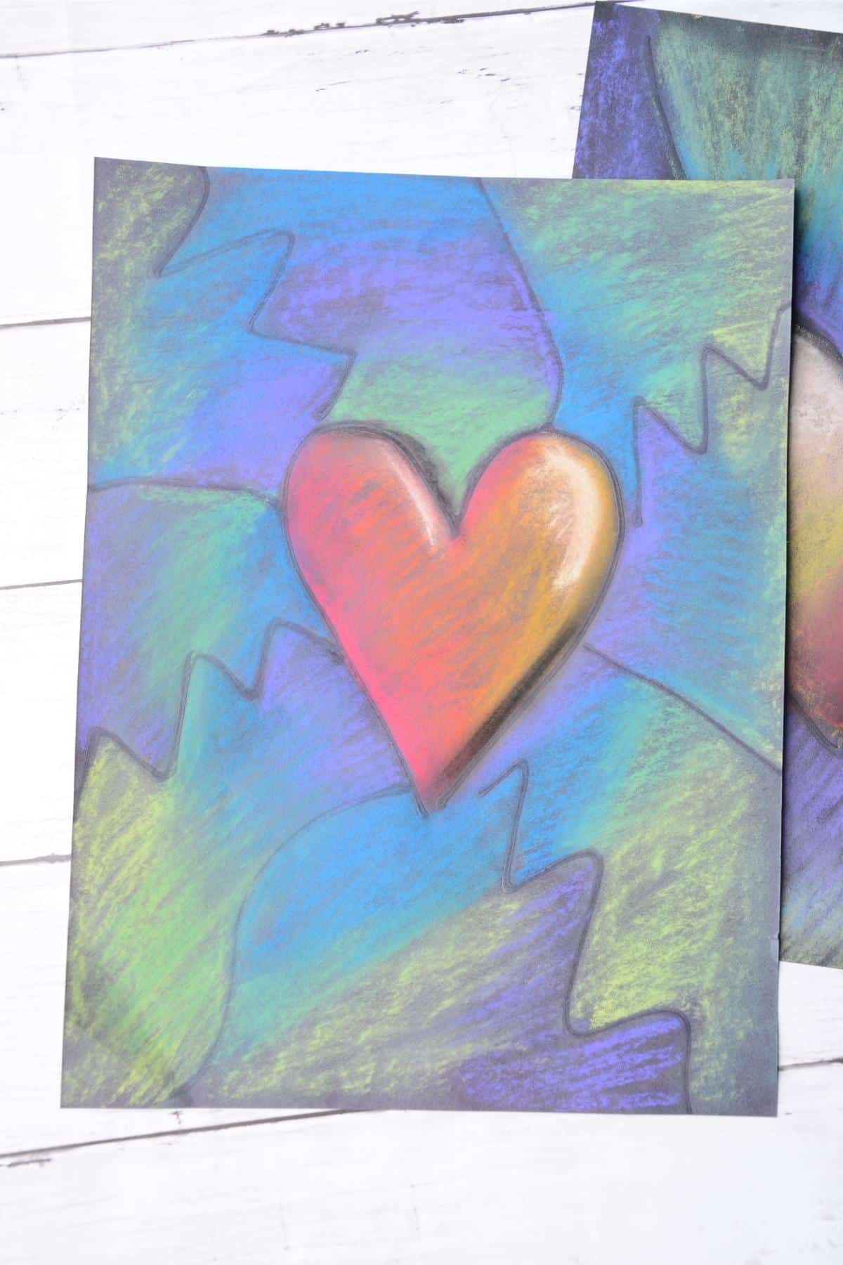chalk pastel heart drawing.