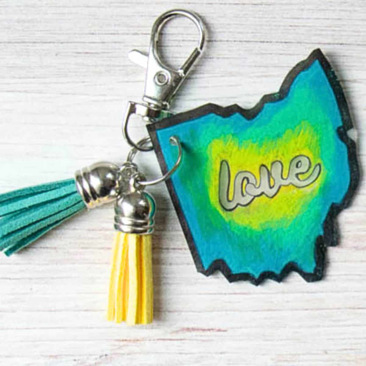 state plastic keychain.