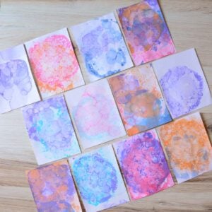 bubble print projects on a table.