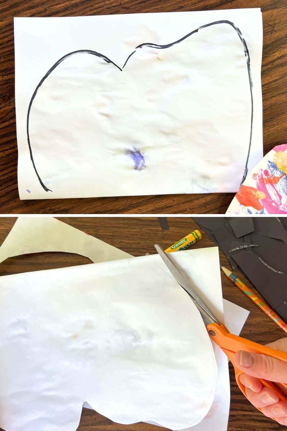 two images showing how to make butterfly wings.