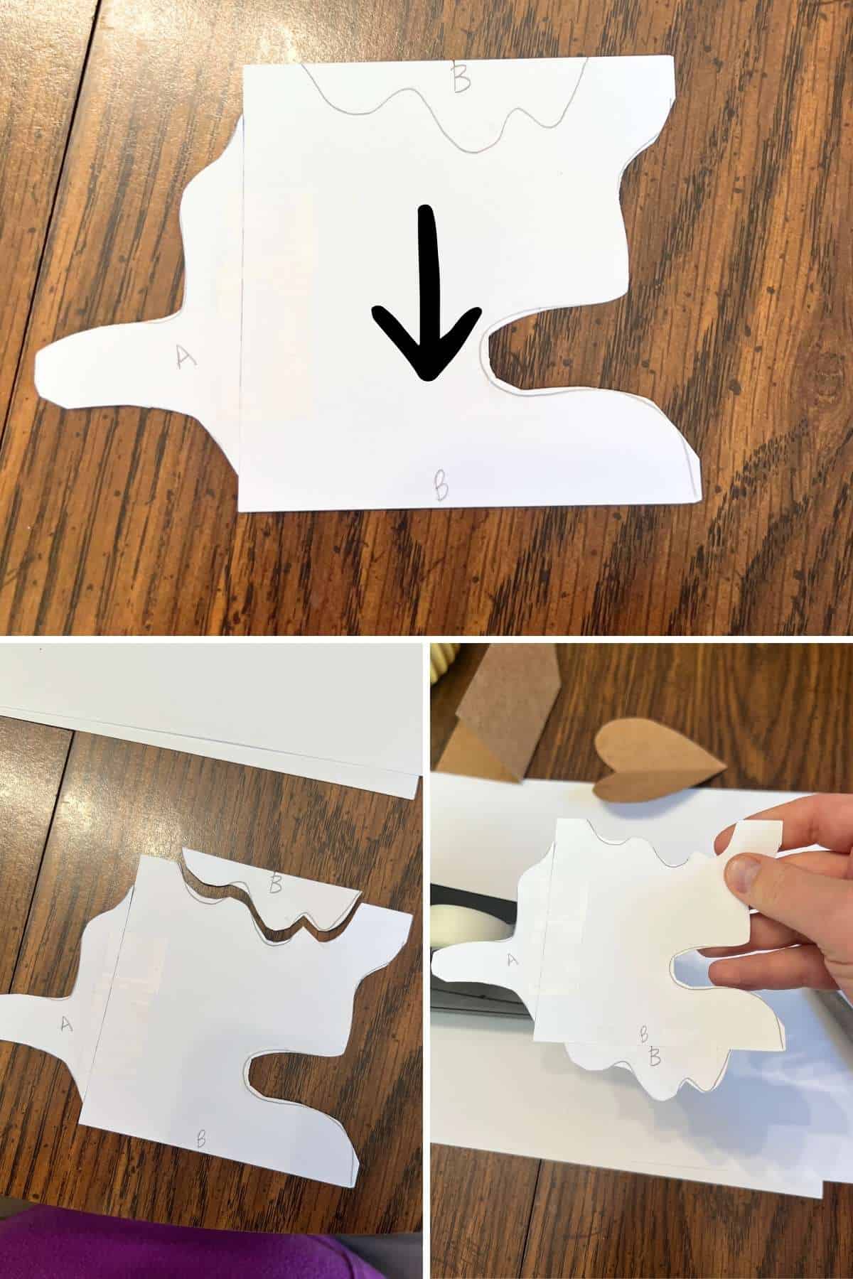 image showing how to cut paper to make tessellation shape.